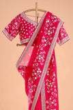 Red Rose , Lovely Red Tabby Silk Saree with Thread work and Sequins work -SOC001RS