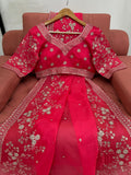 Red Rose , Lovely Red Tabby Silk Saree with Thread work and Sequins work -SOC001RS