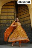 Helena , Yellow Three Piece Digital Designer Print Full Sleeve Pure Organza Full Flair Anarkali Kurti Set -AFREE001YK
