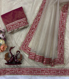 Indian Ethnic Beauty , Beautiful Twil Net Saree for women -TANVI001IB