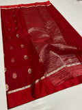 Nayantara , Red Shade Pure chanderi handloom saree for women -NAGMA001RS