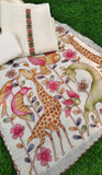 Safari , elegant Animal Print Linen Top and Duppatta with Semi silk bottom - DEEP001LS