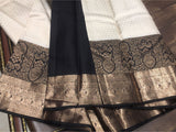 Vyjayantimala , Black and White Designer Kanjeevaram Silk Saree for women -SACHI001BW