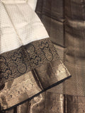 Vyjayantimala , Black and White Designer Kanjeevaram Silk Saree for women -SACHI001BW