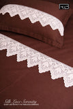BROWN  SILK LACE SERENITY SOLID 500TC PREMIUM BEDDING SET BY RB -RB001BSE