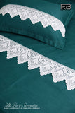 GREEN  SILK LACE SERENITY SOLID 500TC PREMIUM BEDDING SET BY RB -RB001BSF