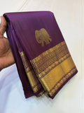Gajamohini , Classic Purple Kanjivaram Silk Saree with Elephant Motifs -SACHI001EM