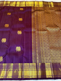 Gajamohini , Classic Purple Kanjivaram Silk Saree with Elephant Motifs -SACHI001EM