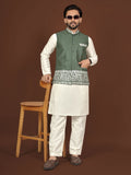 Unique Green Color Classic Koti Kurta Pair for Men -SOC001KKC