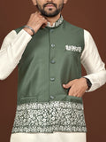 Unique Green Color Classic Koti Kurta Pair for Men -SOC001KKC