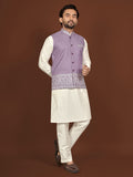 Unique Lavender Color Classic Koti Kurta Pair for Men -SOC001KKB