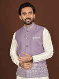 Unique Lavender Color Classic Koti Kurta Pair for Men -SOC001KKB