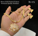 Kamalini , Matte Gold Finish White CZ Stone Studded Necklace Set for women -SHAKI001LJ