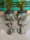 Silver Swans ,  German Silver wooden based Swan pair for Decoration-ANUB001SP