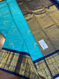 Kalpana , Blue  Kanjivaram Silk Saree with Beautiful Peacock Weavings -SACHI001PWB