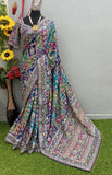 Sanwarya , Crape Silk Saree with Hand Block Print and Mixed Macha Stone Work -SANTI001MM