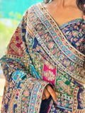 Sanwarya , Crape Silk Saree with Hand Block Print and Mixed Macha Stone Work -SANTI001MM