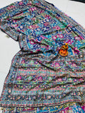 Sanwarya , Crape Silk Saree with Hand Block Print and Mixed Macha Stone Work -SANTI001MM