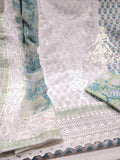White Daisy , Block Printed  Embroidered Cotton Shirt With Pintuck  Crochet Lace Work -LR001SSM
