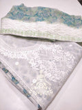 White Daisy , Block Printed  Embroidered Cotton Shirt With Pintuck  Crochet Lace Work -LR001SSM