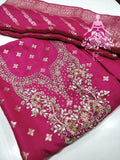 Embroidered Banarsi Silk Shirt With Pearl , Zardozi   Sequin Work-LR001BM