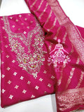 Embroidered Banarsi Silk Shirt With Pearl , Zardozi   Sequin Work-LR001BM