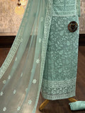 Agave Blue  Shade Georgette Salwar Suit Material for women -MADHU001AB