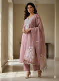 Floral Printed  Full Embroidered Linen  Shirt material for women -LR001SSM