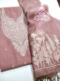 Floral Printed  Full Embroidered Linen  Shirt material for women -LR001SSM