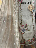 Tarasha  , Pure Jamdani Kurta With Kantha work salwar suit material for women -SPAR001MA