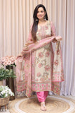 Pure Crush Tissue Silk Heavy Hand Work ALine Kurti Pant Dupatta -DP001SS