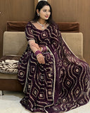 Pooja , Soft Fandy Satin Silk Saree with Stitched Blouse for women -JAI001FS