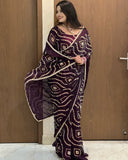 Pooja , Soft Fandy Satin Silk Saree with Stitched Blouse for women -JAI001FS