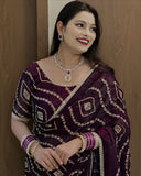 Pooja , Soft Fandy Satin Silk Saree with Stitched Blouse for women -JAI001FS
