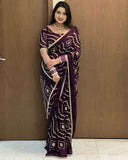 Pooja , Soft Fandy Satin Silk Saree with Stitched Blouse for women -JAI001FS