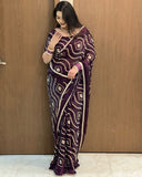 Pooja , Soft Fandy Satin Silk Saree with Stitched Blouse for women -JAI001FS