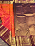 Madhubala  , Orange  shade elegant Kanjeevaram Silk Saree for women -SACHI001OS