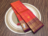 Madhubala  , Orange  shade elegant Kanjeevaram Silk Saree for women -SACHI001OS