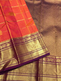 Madhubala  , Orange  shade elegant Kanjeevaram Silk Saree for women -SACHI001OS