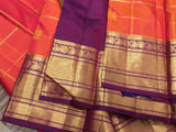 Madhubala  , Orange  shade elegant Kanjeevaram Silk Saree for women -SACHI001OS