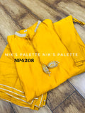 Yellow Premium Mul Chanderi A-Line Kurta Set for women -SOC001YKS