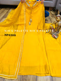 Yellow Premium Mul Chanderi A-Line Kurta Set for women -SOC001YKS