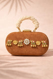 Gaj Ghungroo collection Designer Brown Clutch for Women -AKSH001BRC