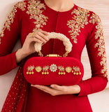 Gaj Ghungroo collection Designer Royal Red Clutch for Women -AKSH001RRC