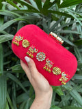 Gaj Ghungroo collection Designer Royal Red Clutch for Women -AKSH001RRC