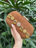 Gaj Ghungroo collection Designer Brown Clutch for Women -AKSH001BRC