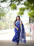 Banani , Beautiful Batik Printed Blue Georgette Saree for women -DEEP001BS