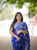 Banani , Beautiful Batik Printed Blue Georgette Saree for women -DEEP001BS