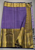 Neelam , Handloom kanchipuram pure silk saree in lavender with navy blue colour designer borders and rich pallu-SRI001BS