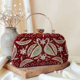 Combo of 6 , Embroidered Swan Clutch Bags for Gifting-ANUB001SC
